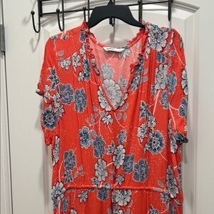 Floral Red and Blue Dress